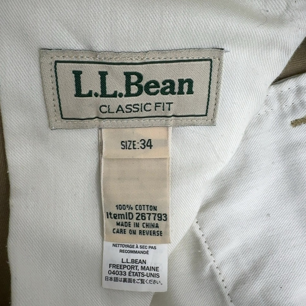 LL Bean Shorts Mens 34 Khaki Cotton Classic Fit Chino Casual Outdoor Summer - Picture 4 of 7